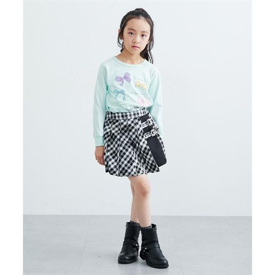 ニッセン（nissen） 子供服 キッズ ラメチェック柄ラップ キュロット