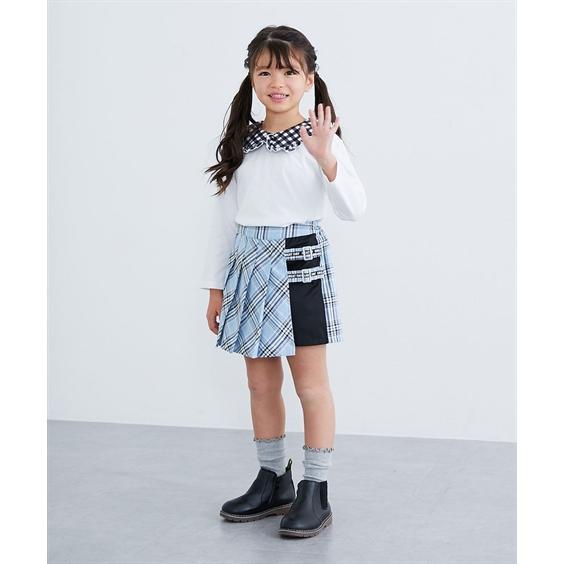 ニッセン（nissen） 子供服 キッズ ラメチェック柄ラップ キュロット