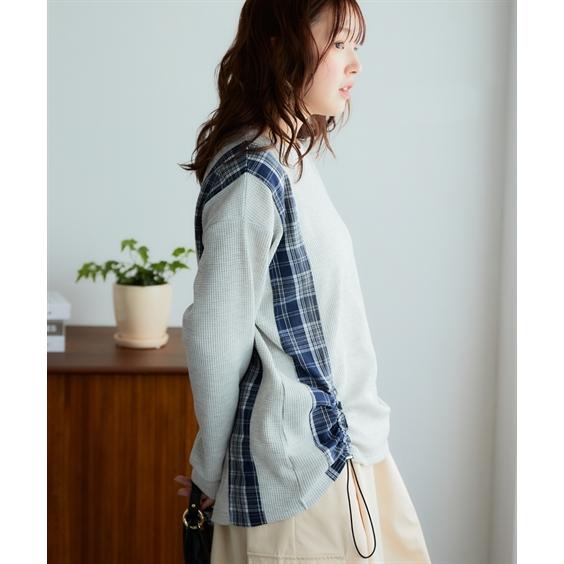 ニッセン（nissen） Tシャツ カットソー レディース 縦チェック切替