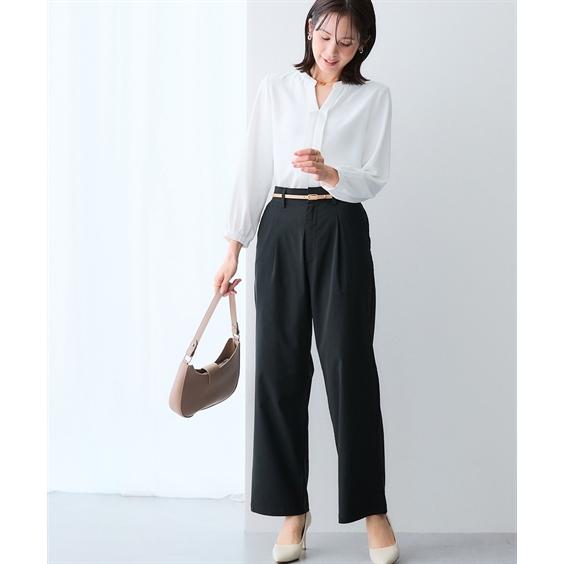 ストレートパンツ ニッセン（nissen） ストレートパンツ レディース 色褪せしない黒