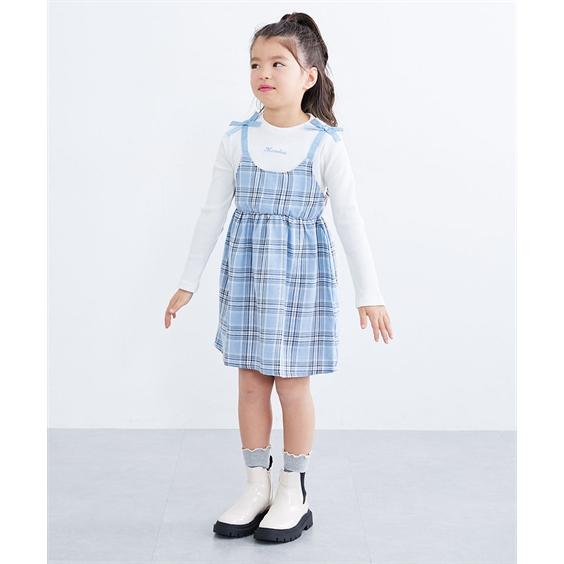 ニッセン（nissen） ワンピース 子供服 キッズ チェック柄ドッキング