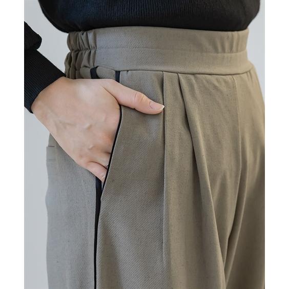 ワイドパンツ トールサイズ レディース 高身長 パイピング デザイン ワイド パンツ Essenave 春 夏 秋 大きいサイズ ゆったり | LL/3L | ニッセン nissen_16