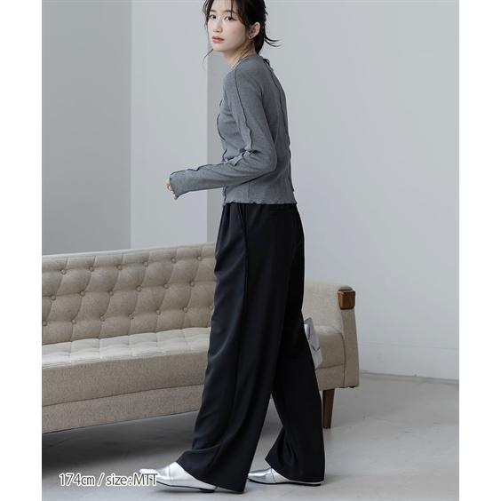 ワイドパンツ トールサイズ レディース 高身長 パイピング デザイン ワイド パンツ Essenave 春 夏 秋 大きいサイズ ゆったり | LL/3L | ニッセン nissen_10