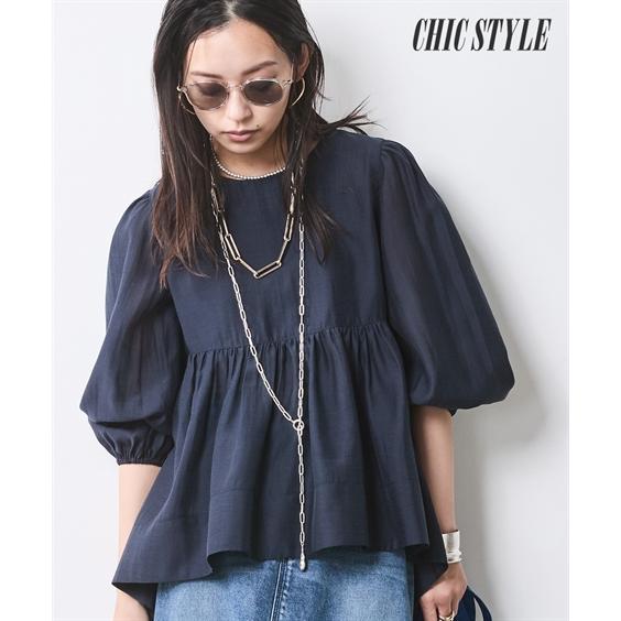 ニッセン（nissen） トップス シアーギャザーブラウス シックスタイル