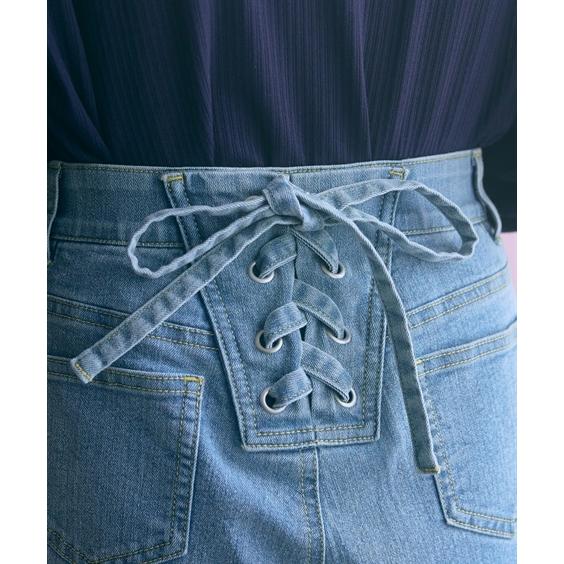 jeans デニム タイバック 編み上げ タグ付き S jeans デニム タイ