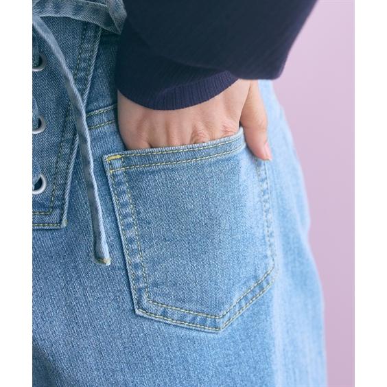   jeans　デニム　タイバック　編み上げ　タグ付き　S ニッセン（nissen） ストレートパンツ レディース バック 編み上げ