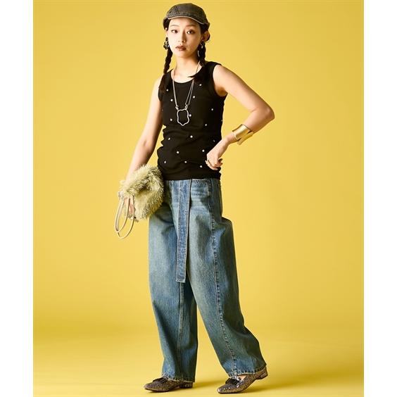 ニッセン（nissen） ワイドパンツ レディース 綿100％ バレルレッグ