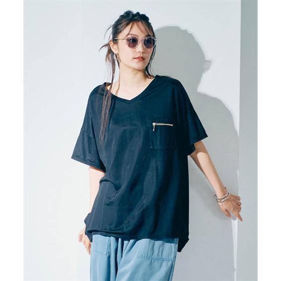 ニッセン（nissen） Tシャツ カットソー レディース キーネック5分袖