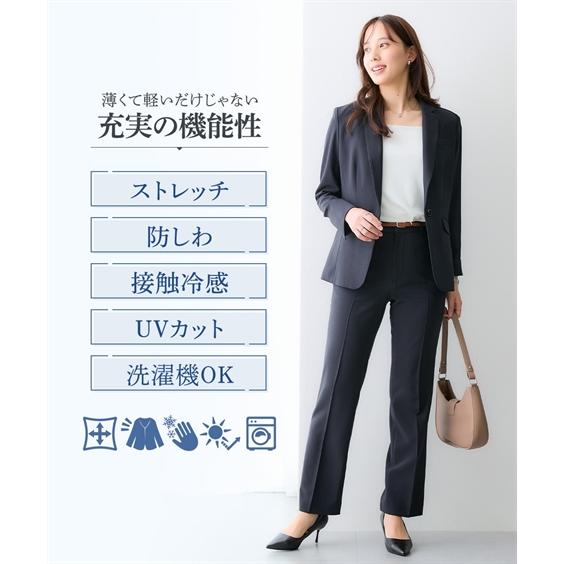 レディーススーツ スーツ レディース うすカルタテヨコ ストレッチ テーラード ジャケット パンツ ＋ ストレー_5