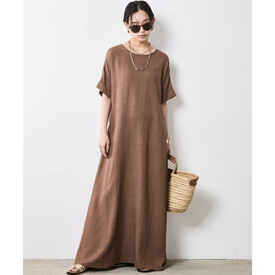 ワンピース ロング マキシ レディース レーヨン麻2WAYフレンチスリーブ シックスタイル 夏 ひざ下 ニッセン nisse_6