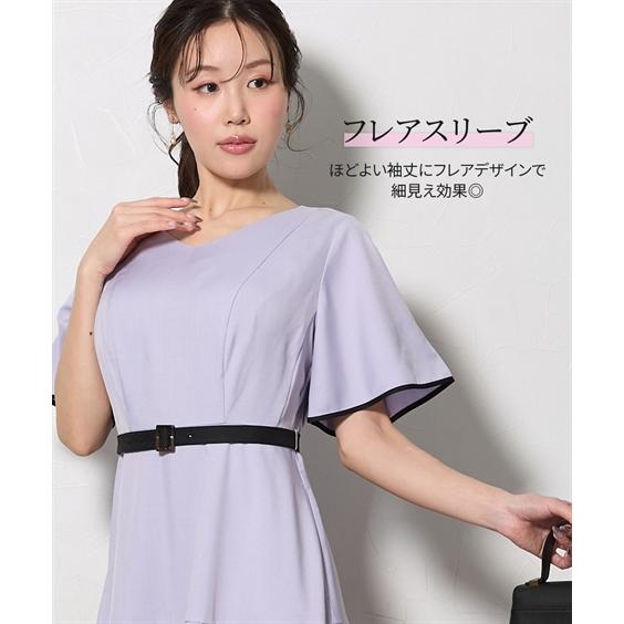 ワンピース ロング マキシ レディース 大きい胸専用 るなさんコラボ 配色パイピングティアード 夏 ひざ下 ニッ_19