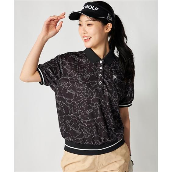 FILAGOLF スポーツウェア トップス レディース ラインフラワー柄リブオーバーサイズ シャツ FILA GOLF 接触冷感 吸汗速乾 夏 | LL/3L | ニッセン nissen_6