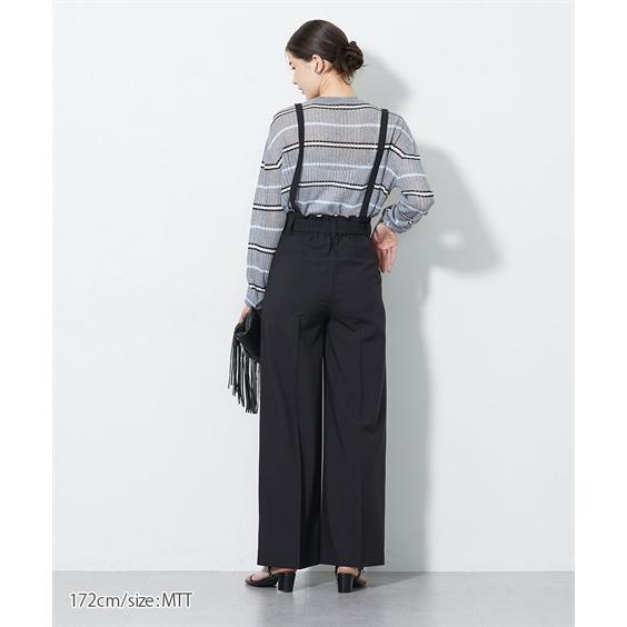 パンツ 高身長【読者モデルと一緒に作りました】サスペンダー付ハイウエストワイドパンツ　丈長め・トール_16