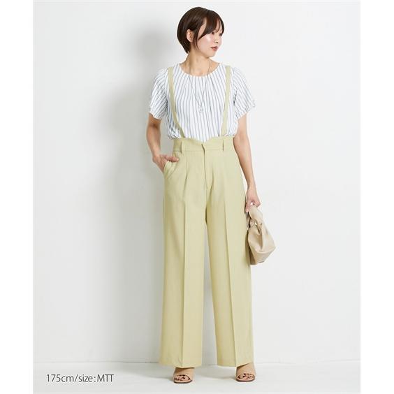 パンツ 高身長【読者モデルと一緒に作りました】サスペンダー付ハイウエストワイドパンツ　丈長め・トール_20
