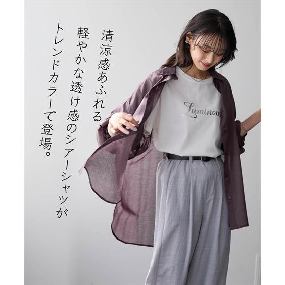 トップス シャツ ブラウス レディース 綿100％ 60ローンシアー カラー