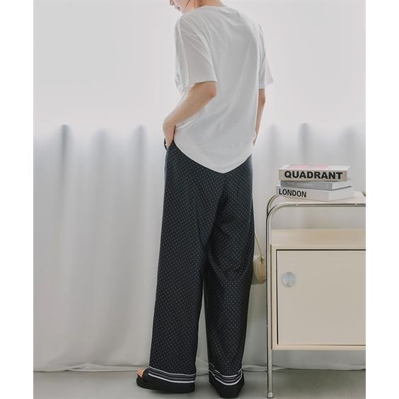 ニッセン（nissen） パンツ 高身長 総柄プリントワイドパンツ（トール