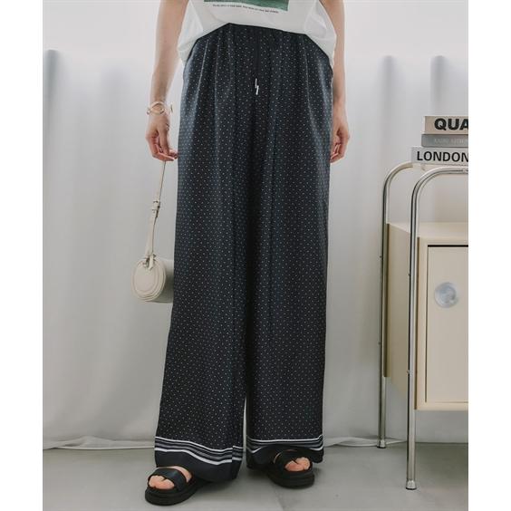 ニッセン（nissen） パンツ 高身長 総柄プリントワイドパンツ（トール
