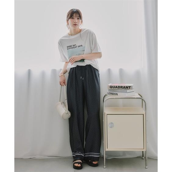 定価5万 ENFOLD 20ss  コレクションラインデザインパンツ ニッセン（nissen） パンツ 高身長 総柄プリントワイドパンツ（トール