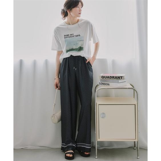 ニッセン（nissen） パンツ 高身長 総柄プリントワイドパンツ（トール