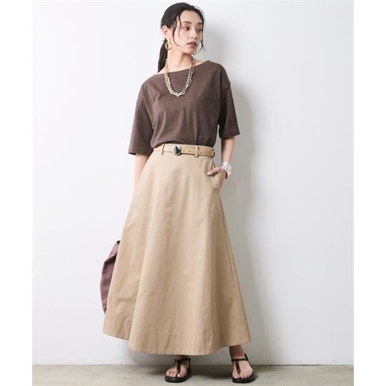 ニッセン（nissen） ロングスカート レディース 綿100％ チノフレア