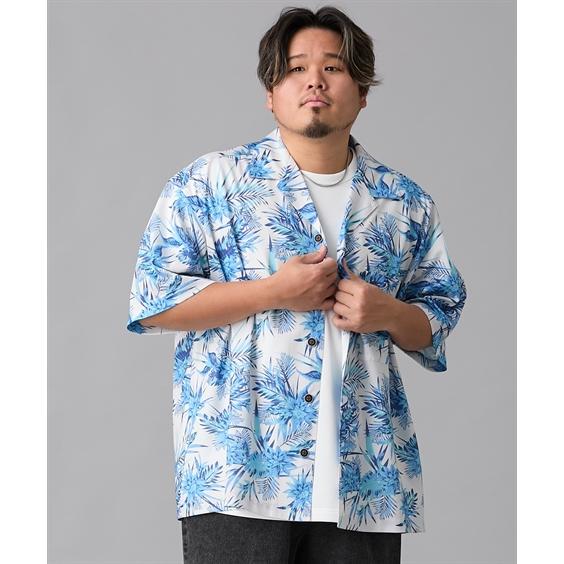ニッセン（nissen） シャツ カジュアル メンズ メッシュ総柄ボタニカル