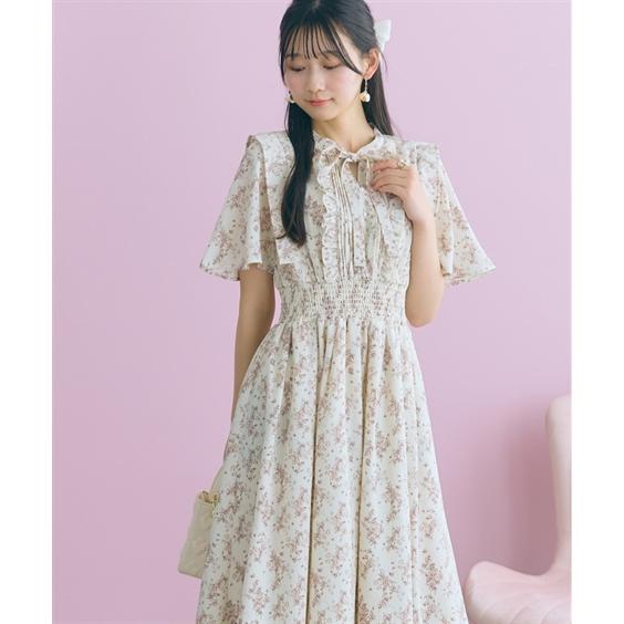marun リボン付花柄フリルワンピース 4L セール】【新色追加】＜大きい