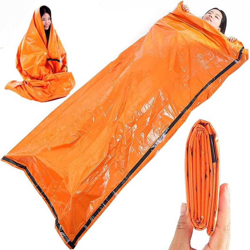 直営ストア 防災グッズ 静音エマージェンシーアルミ寝袋 メール便4個までOK PEACEUP 再収納可能 丈夫でカサカサ音が少ない 防寒 防風