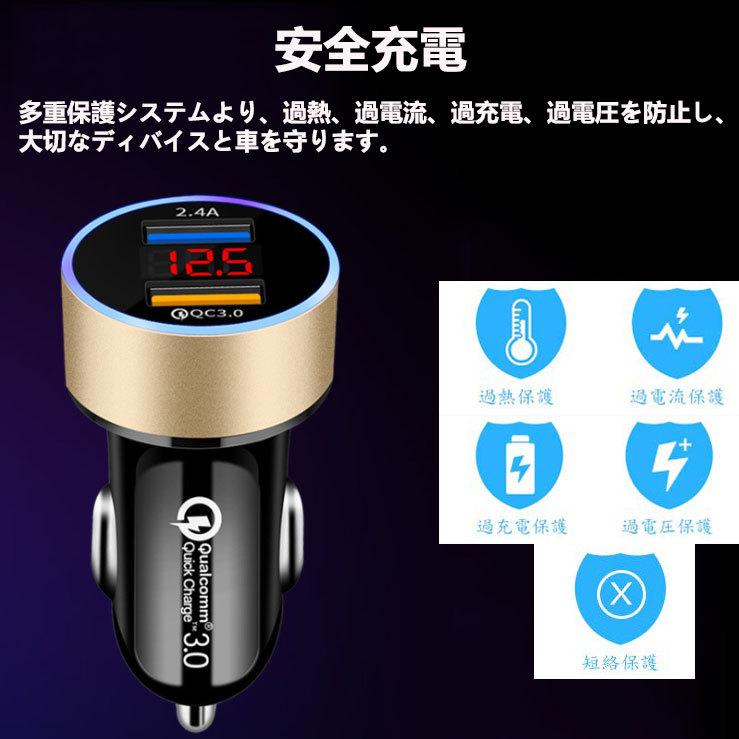 小型車載急速充電器 シガーソケット USB 急速QC3.0対応 カーチャージャー24v 12v