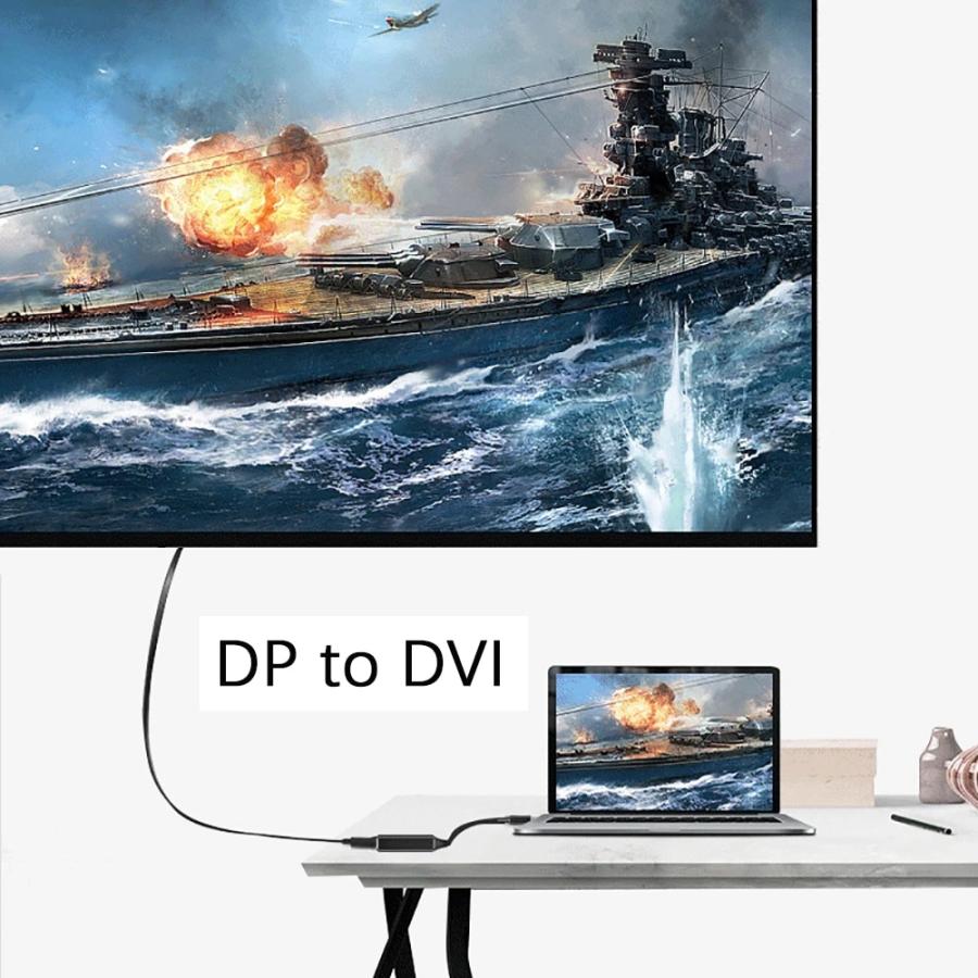 DisplayPort to DVI 変換 ケーブル DP to DVI 変換ケーブル対応 1080P デュアルディスプレイ ブラック 1.8m DP (オス) - VGA(オス)｜nissin-lux｜03