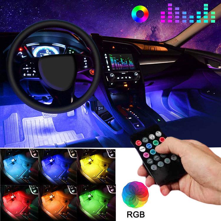 車用LEDテープ LEDテープライト RGB 調色調光 音に反応 カーチャージャー式 USB式 車内装飾用 防水 8色切替 車用イルミネーション 足下照明 リモコン付き 72灯｜nissin-lux｜02