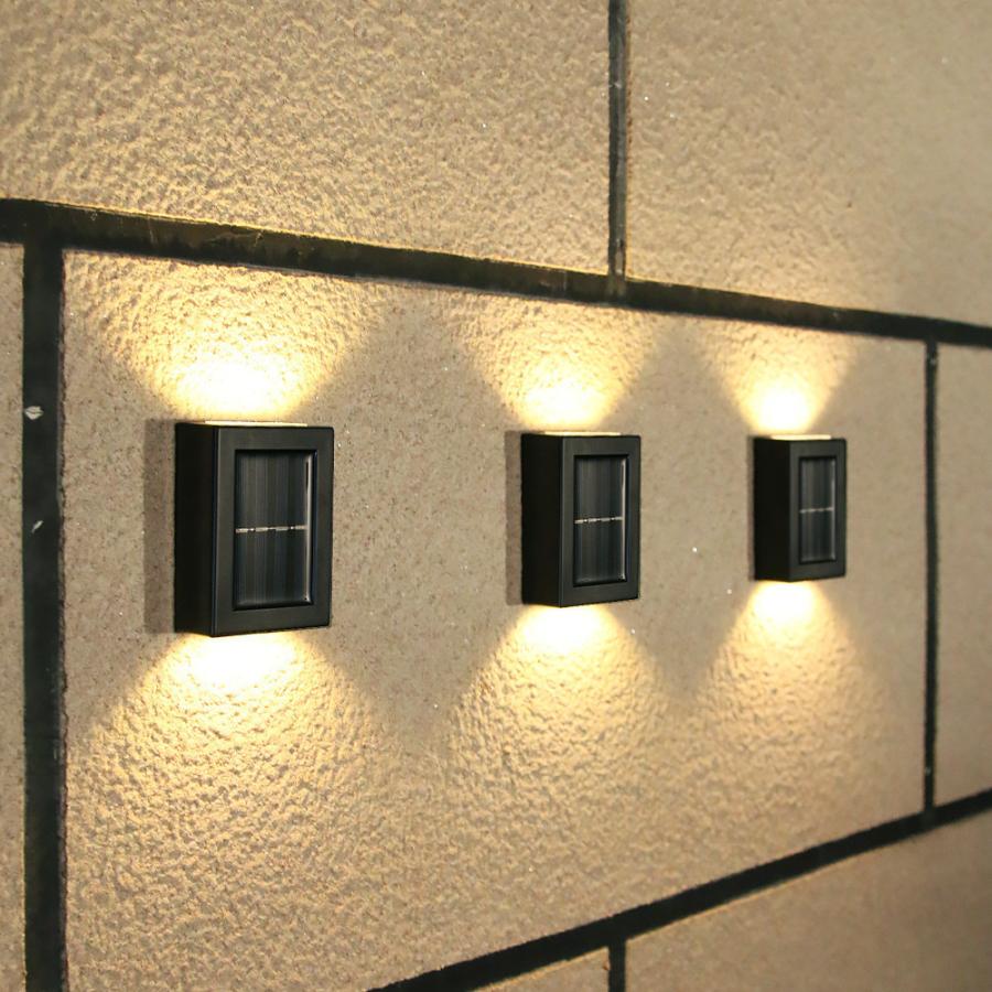ソーラーライト上下発光 ソーラーLED屋外照明 太陽光発電 夜自動点灯 庭 玄関 車庫 廊下 駐車場用 入り口 ポスト ガーデンに適用 省エネ 防水 8個セットの画像