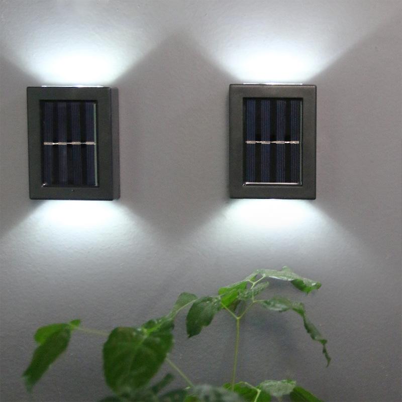 ソーラーライト上下発光 ソーラーLED屋外照明 太陽光発電 夜自動点灯 庭 玄関 車庫 廊下 駐車場用 入り口 ポスト ガーデンに適用 省エネ 防水 8個セットの画像