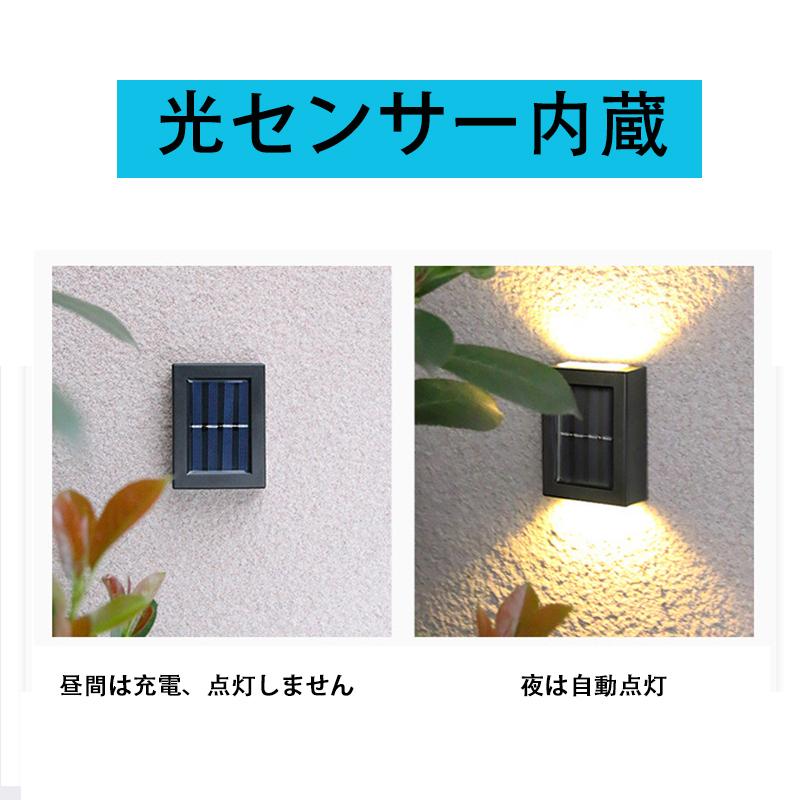 ソーラーライト上下発光 ソーラーLED屋外照明 太陽光発電 夜自動点灯 庭 玄関 車庫 廊下 駐車場用 入り口 ポスト ガーデンに適用 省エネ 防水 設置簡単｜nissin-lux｜03