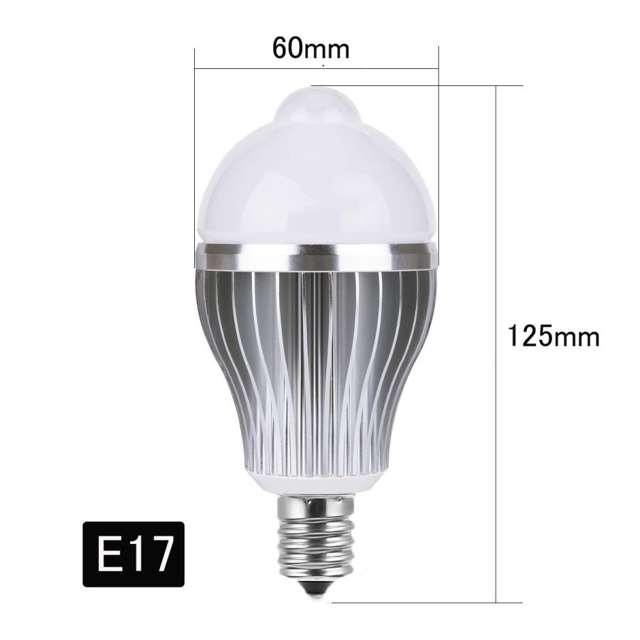 LED電球 人感センサー付 E17口金 7W 50W相当 自動点灯消灯 節電対策 電球色 昼光色｜nissin-lux｜02