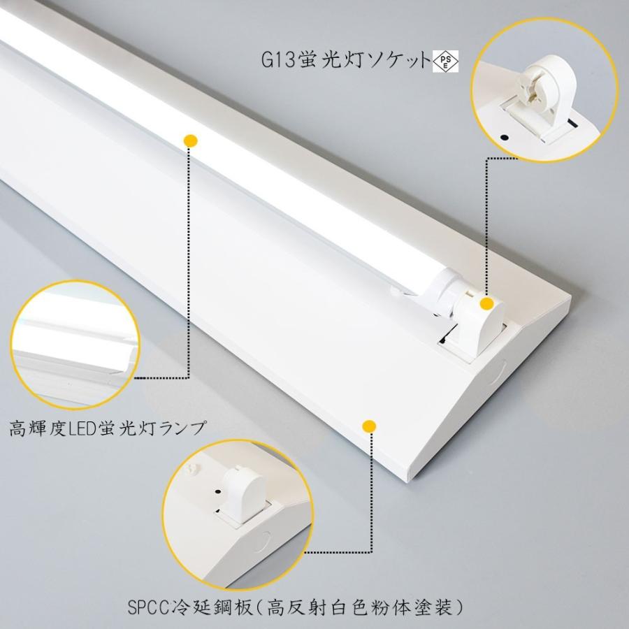 LED蛍光灯器具 逆富士型 20W形1灯用 led蛍光灯 器具一体型 LEDベースライト型 led蛍光灯 20w形直管付き 10台セットの画像