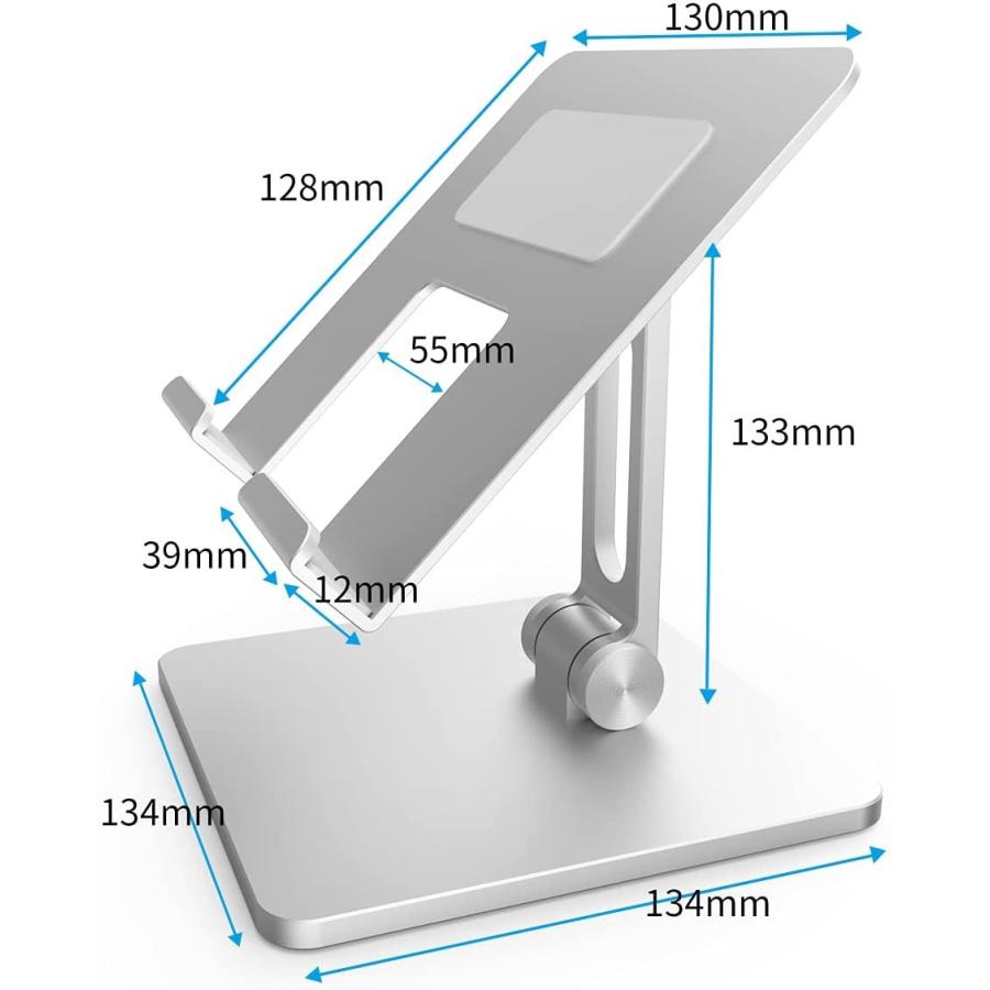 タブレット スタンド iPad スタンド ipad pro アルミ ホルダー iPhone スマホ スタンド 卓上 折りたたみ デスク台 置き台 iPad stand 角度高さ調整可能｜nissin-lux｜05