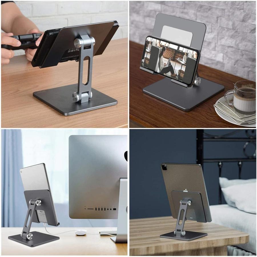 タブレット スタンド iPad スタンド ipad pro アルミ ホルダー iPhone スマホ スタンド 卓上 折りたたみ デスク台 置き台 iPad stand 角度高さ調整可能｜nissin-lux｜09