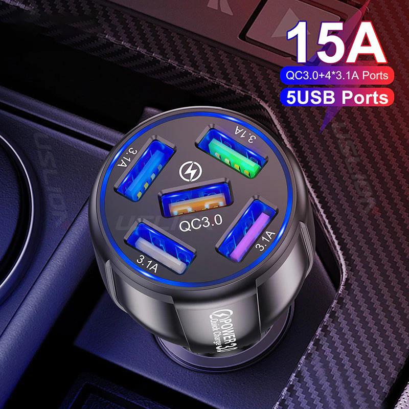 シガーソケット 5ポートUSB 急速QC3.0対応 35W 7A カーチャージャー24v