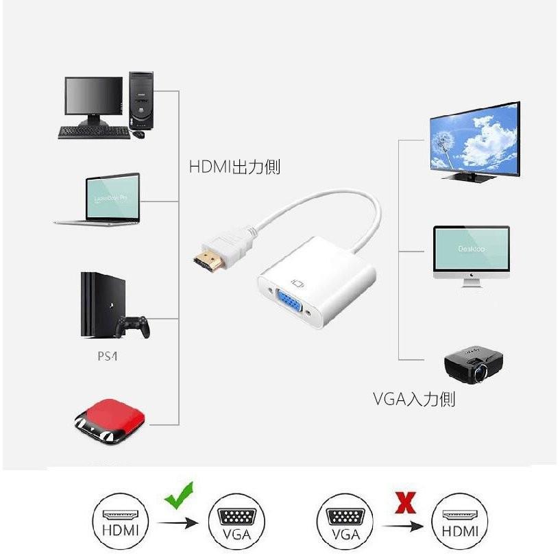 HDMI to VGA 変換 アダプタ DSub 15ピン RGB 変換 コネクタ 電源不要 ケーブル プラグ 音声無し｜nissin-shop｜09