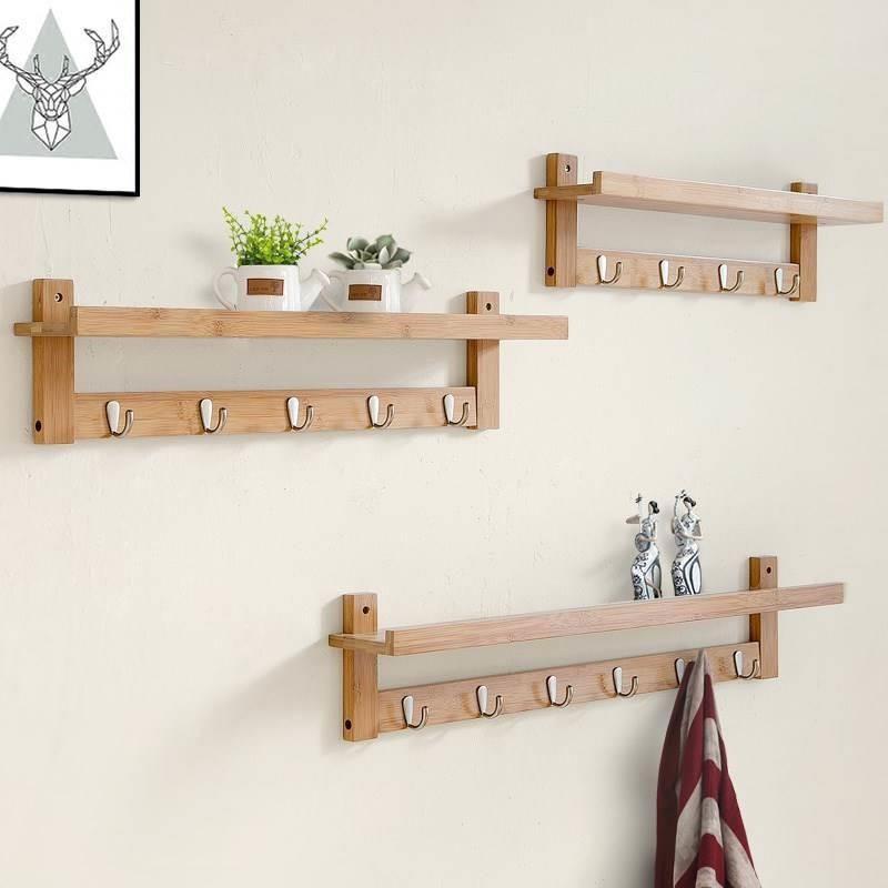 フック付き ウォールシェルフ 壁面棚 壁掛けハンガー 5連ウォール