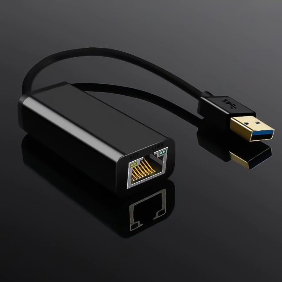 USB 3.0 LAN変換アダプター 有線LANアダプター USB イーサネットアダプタ ブラック 超高速1000Mbps RJ45イーサネットポート有線LAN変換アダプター｜nissin-shop｜05