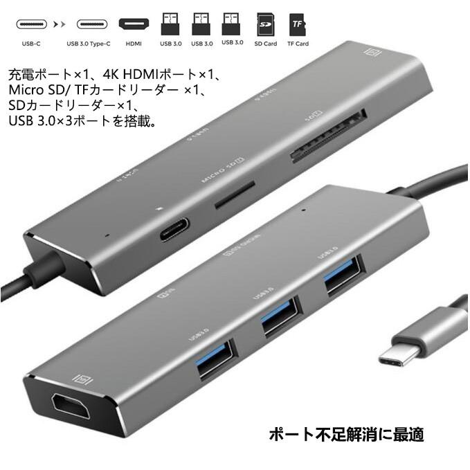 Type C 変換アダプタ 7in1 USB C ハブ Type C  USB Type-c Hub HDMI出力 USB3.0 ハブ SDカードリーダー｜nissin-shop｜03