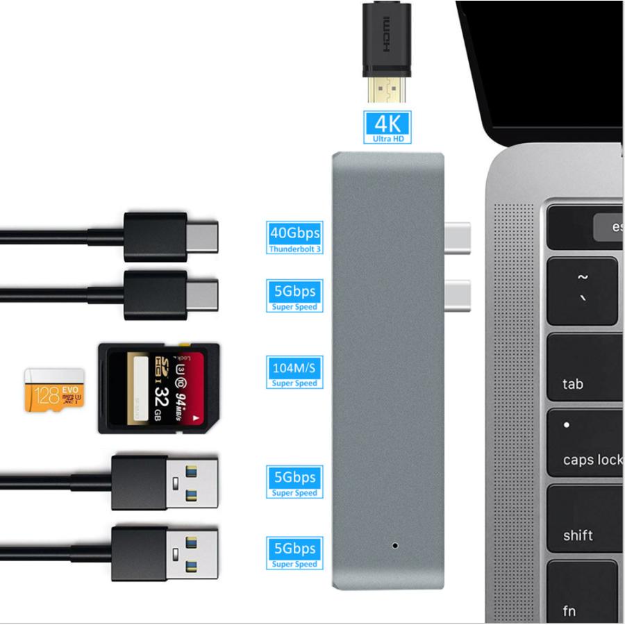 MacBook ハブ 4K HDMI USB-C PD給電 データ転送 2 USB 3.0 MacBook ハブ 4K HDMI USB-C PD給電 データ転送 2 USB 3.0
