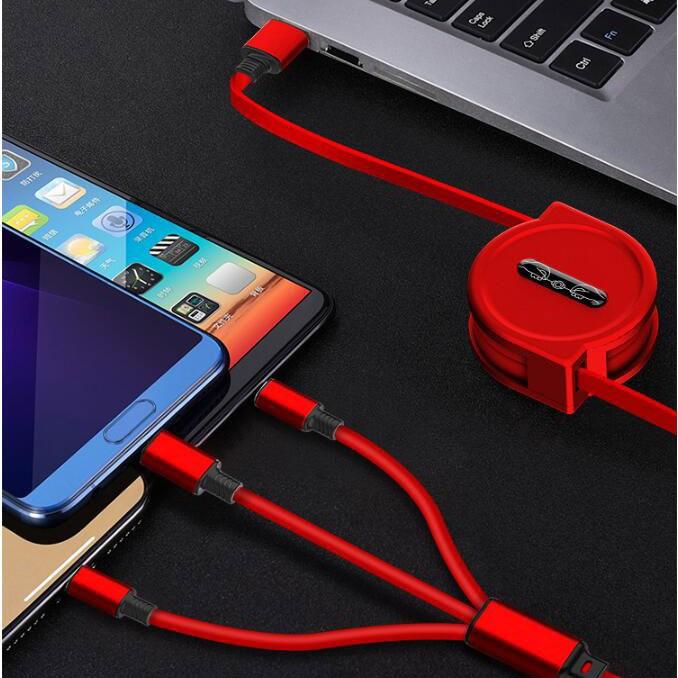 充電ケーブル 3in1 巻き取り ケーブル iPhone USBケーブル USB Type-c
