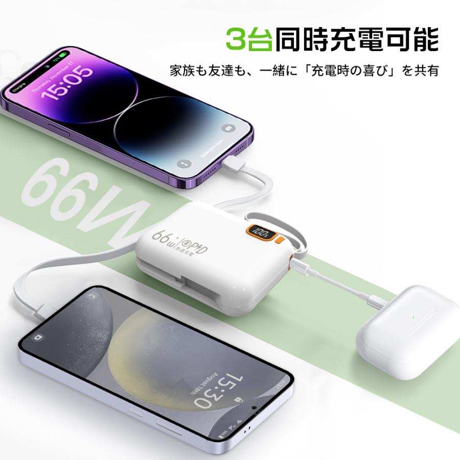 時間限定50%OFF】モバイルバッテリー 10000mAh 残量表示 軽量 66W 急速