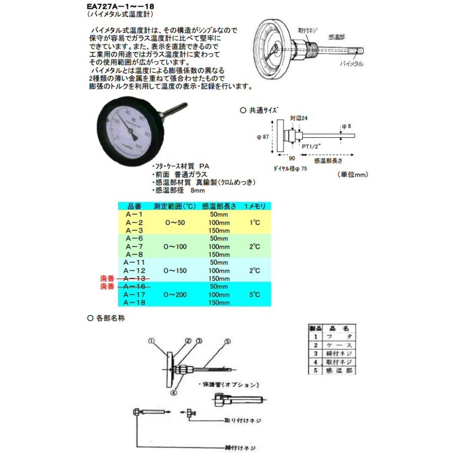 バイメタル式温度計[感温部長100mm]｜nissindirect｜03