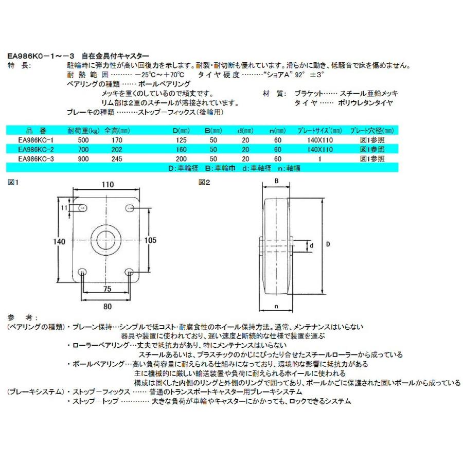 金具付キャスター(自在後ストッパー　200X50mm[車輪径Ｘ幅])