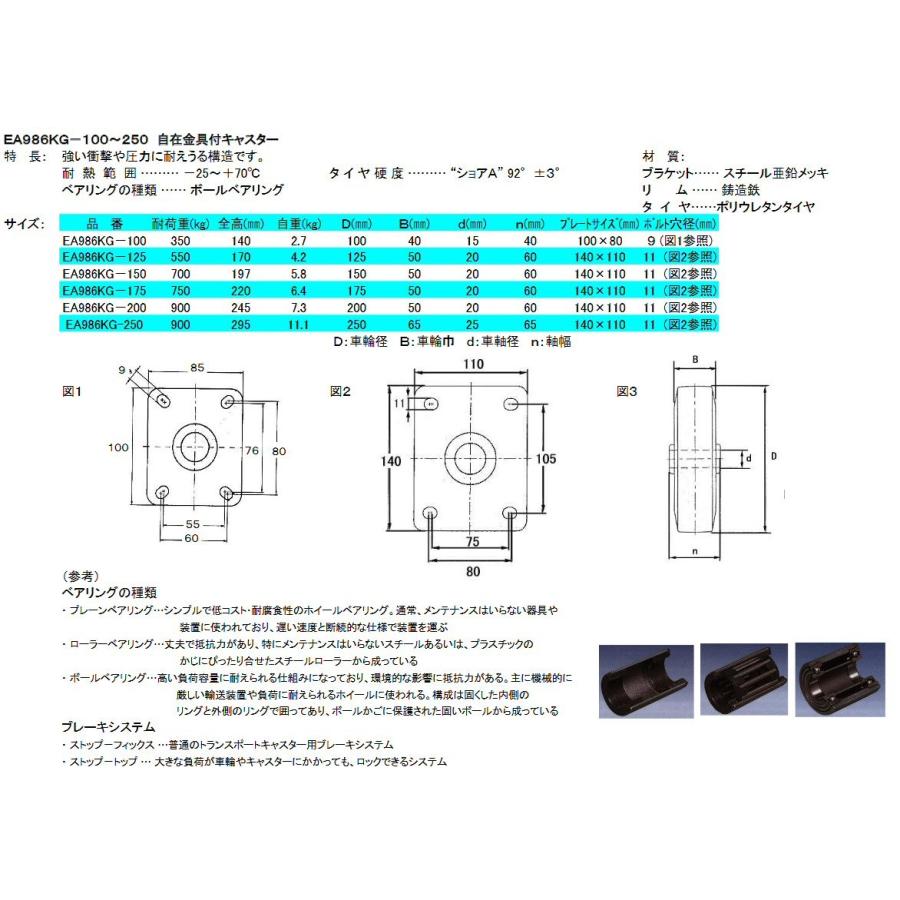 金具付キャスター(自在　100X40mm[車輪径Ｘ幅])