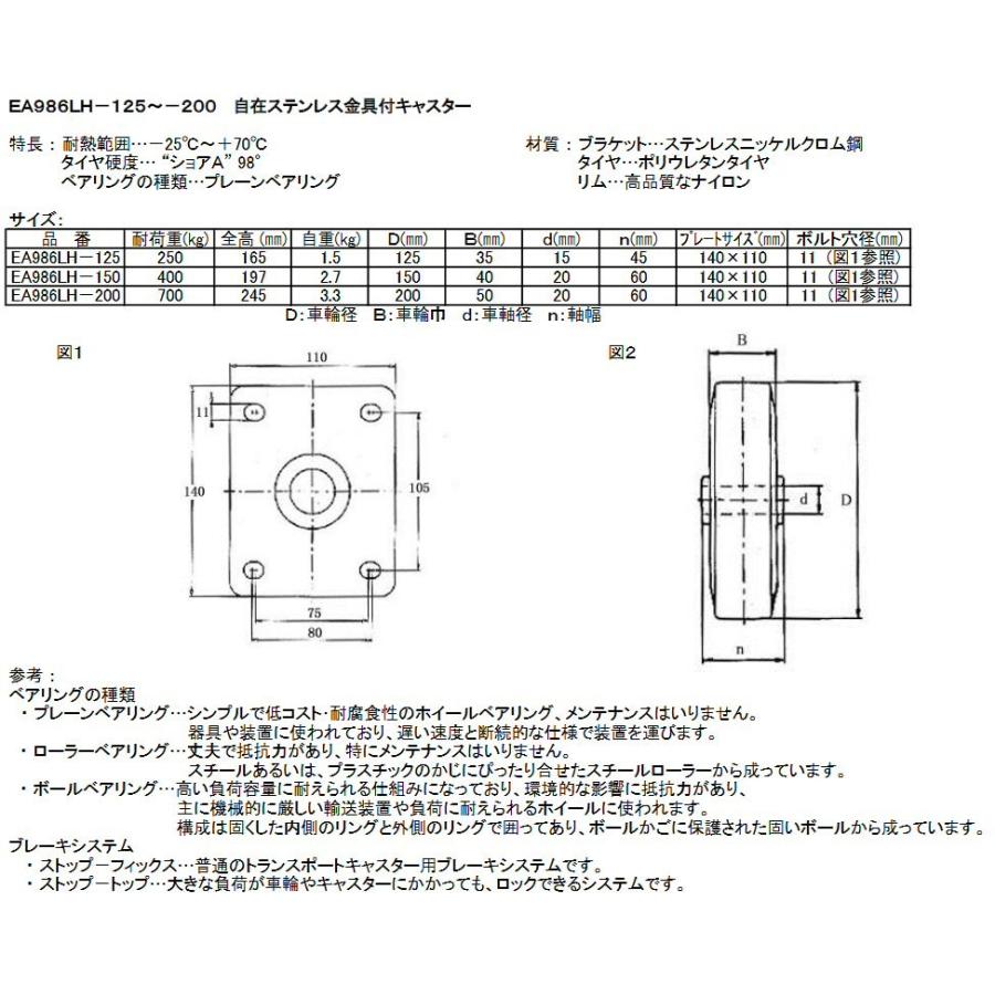 金具付キャスター(ポリウレタンタイヤ　全高197mm　自在)