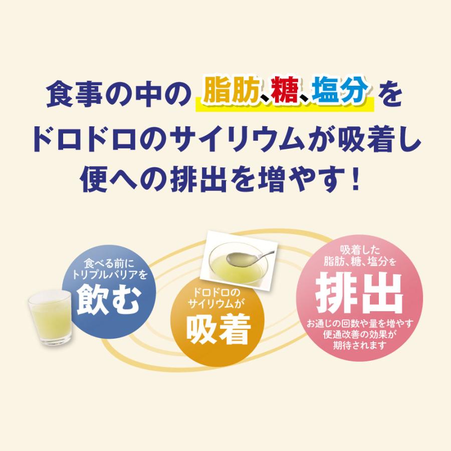 トリプルバリア サプリ サプリメント インドオオバコ サイリウム 中性脂肪 血糖値 血圧 ダイエット 日清食品 青りんご味 5本入×3箱｜nissinfoods-ec｜02